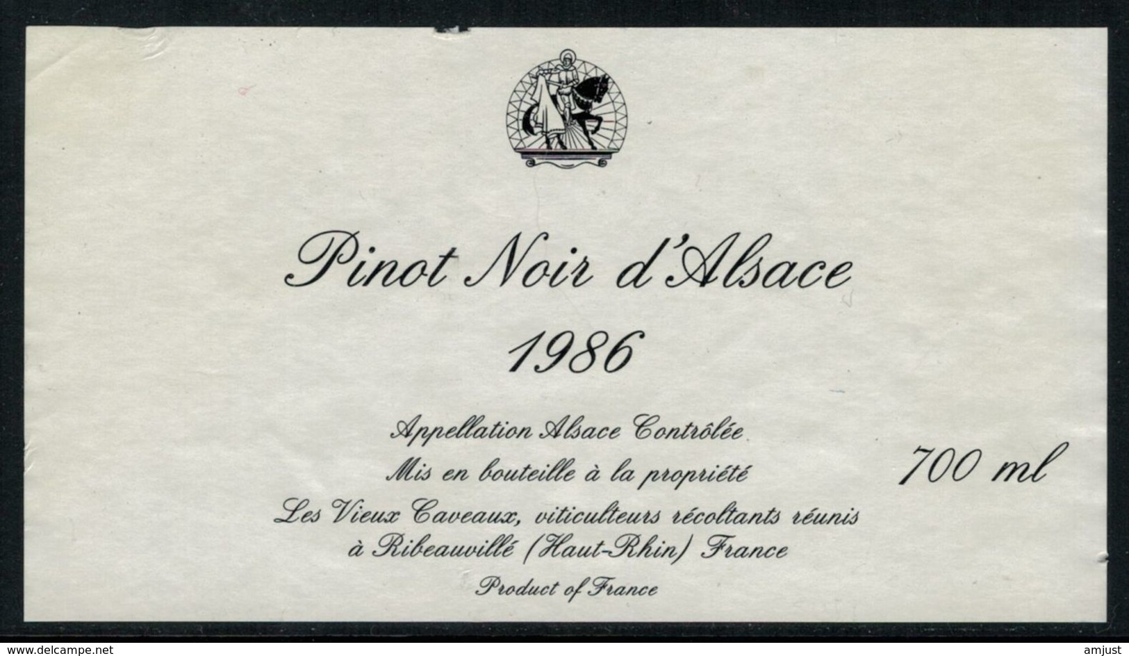 Etiquette De Vin // Pinot Noir D'Alsace - Autres & Non Classés