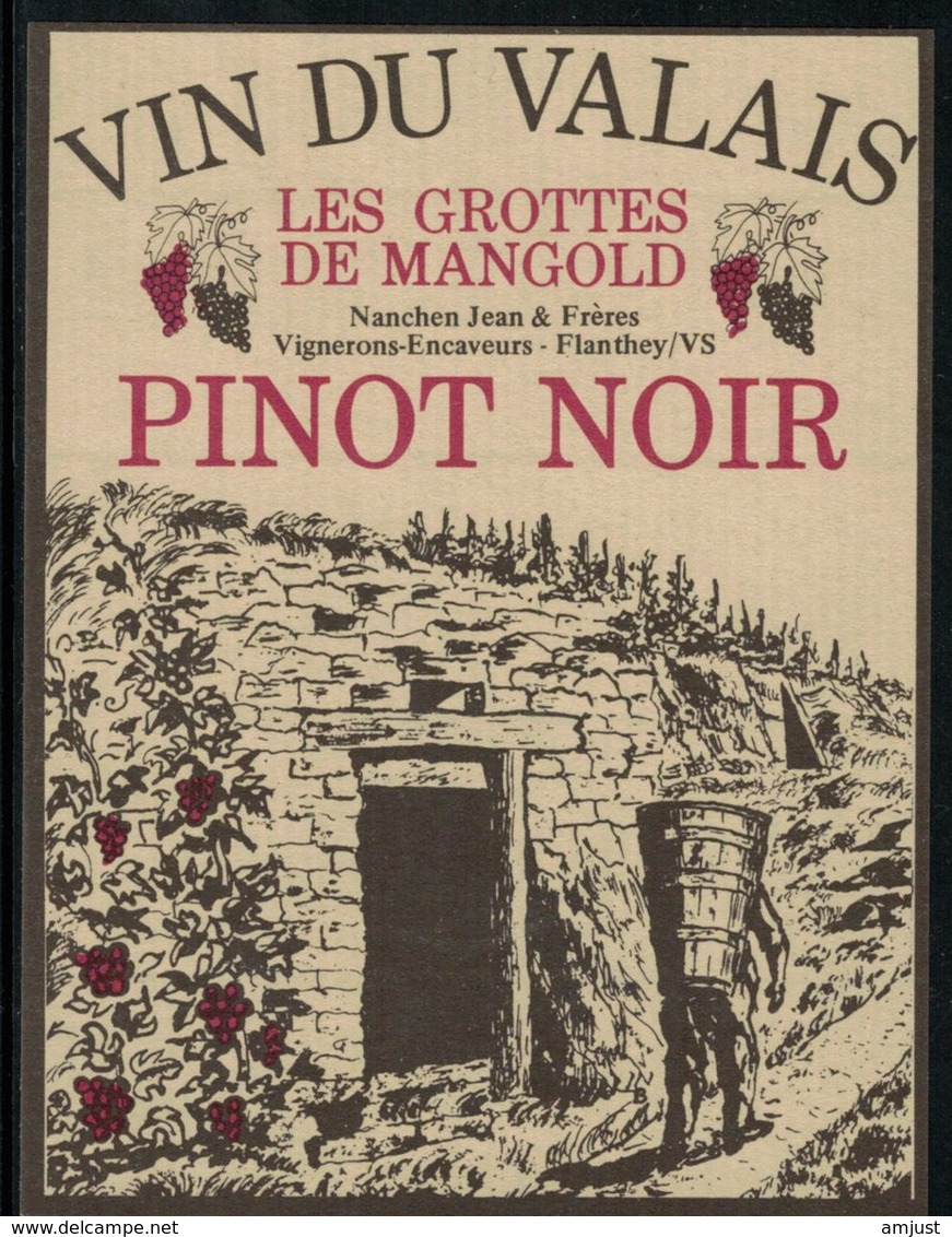 Etiquette De Vin // Pinot Noir Du Valais, Suisse - Autres & Non Classés