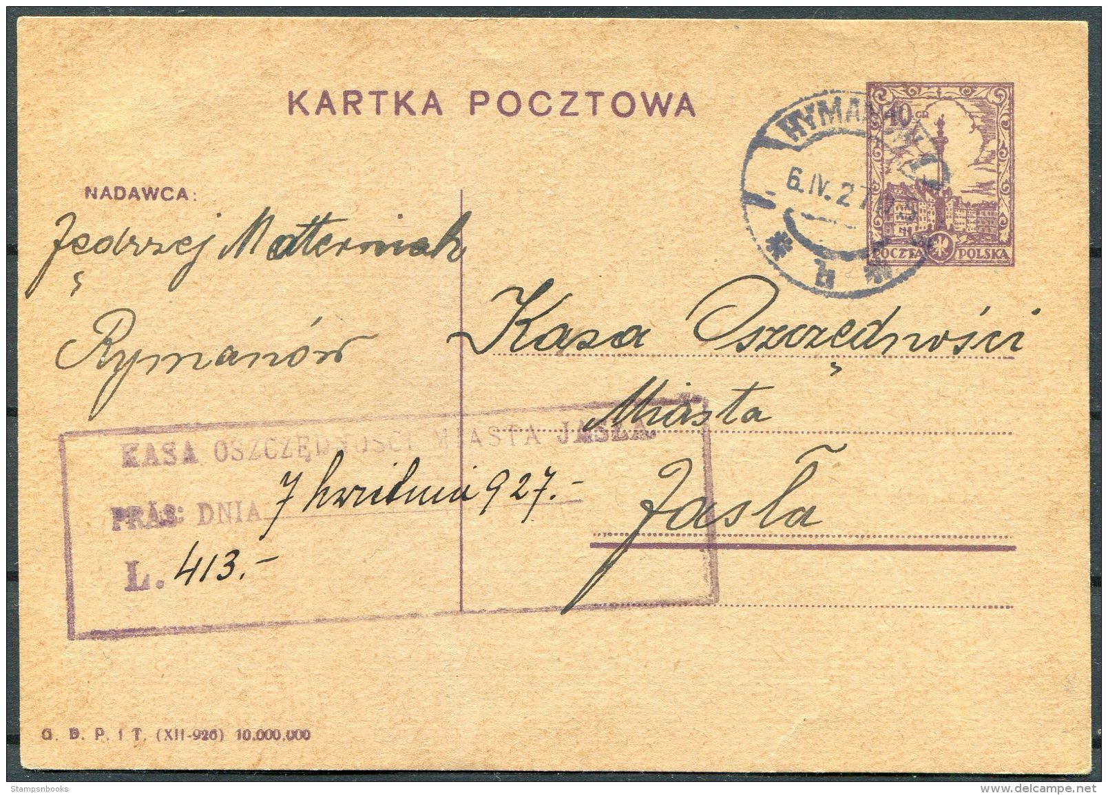 1927 Poland Stationery Postcard - Covers & Documents