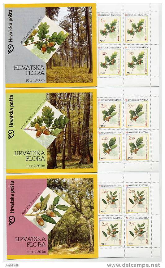 CROATIA 2002 Oak Trees Booklets Of 10 Stamps MNH / **.  Michel 615-17, MH5-7 - Croatia