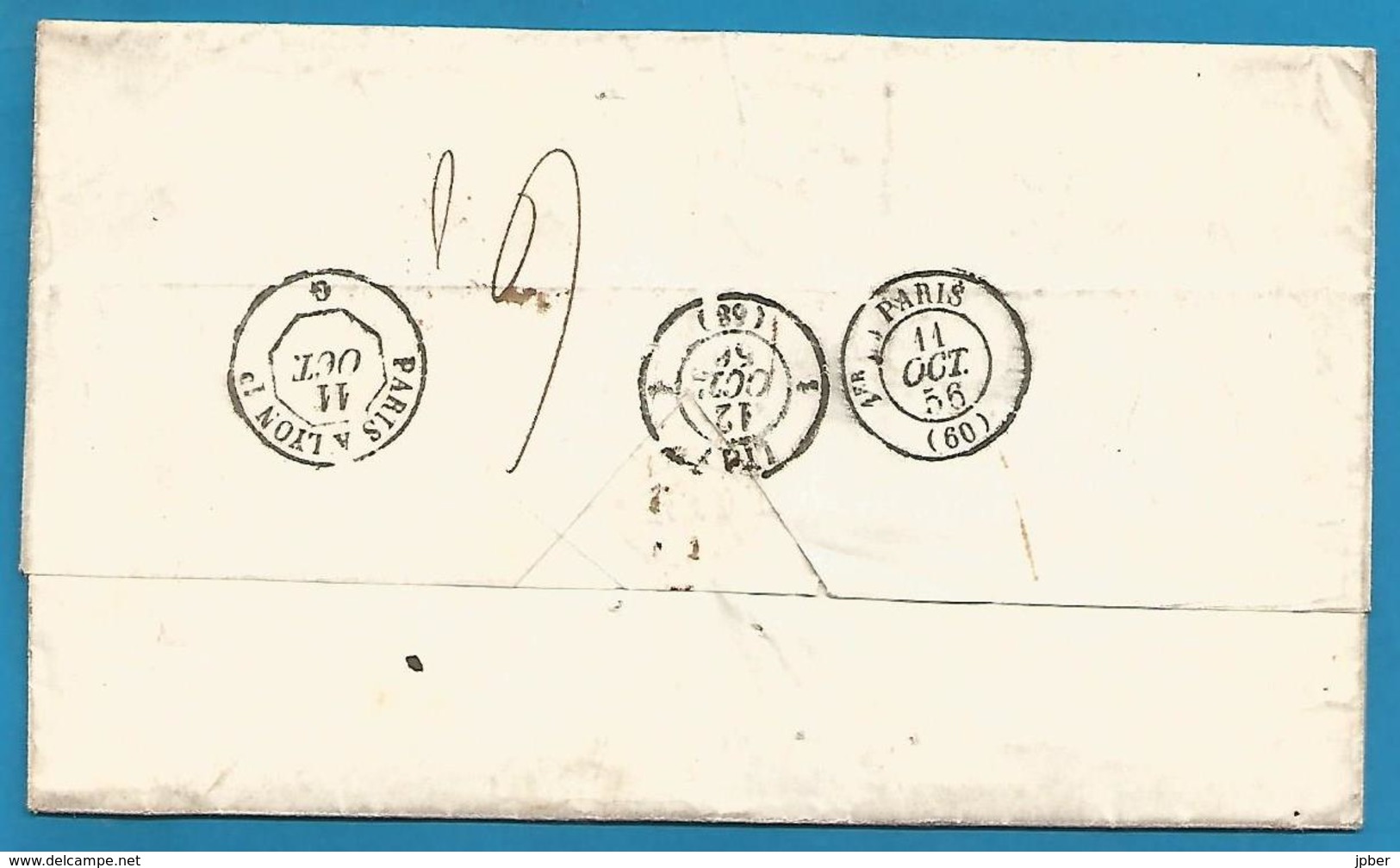 (D052) LAC De Amsterdam Vers Lyon Du 9/10/1856 - Entrée Pays-Bas Valenc. + Verso - ...-1852 Prephilately