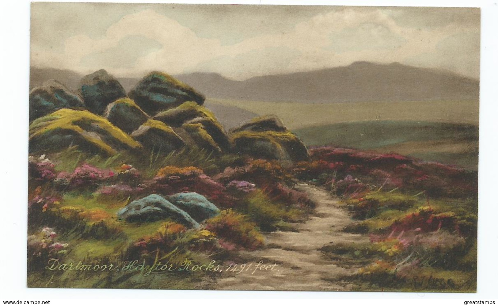 Devon Dartmoor Artist Signed P.t.lugg Haytor Rock  Frith's Unused - Dartmoor