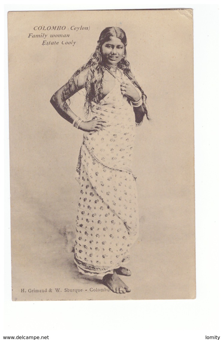 Sri Lanka Colombo Ceylon Ceylan Family Woman Estate Cooly Cachet Maritime Marseille Yokoama N°4 1915 - Sri Lanka (Ceylon)