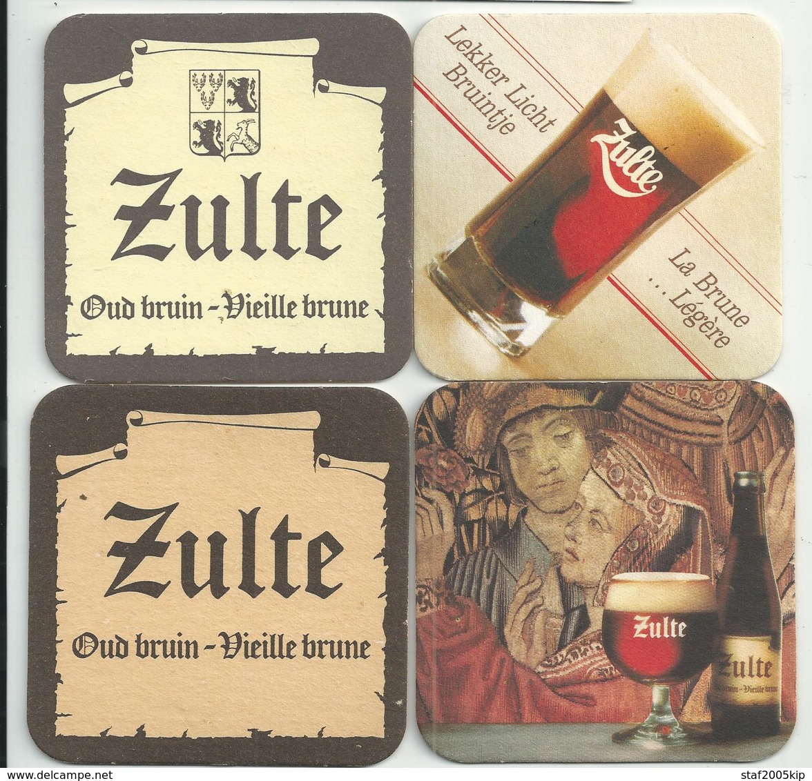 Bierviltje - Zulte - Oud Bruin - 4 Stuks - Sous-bocks