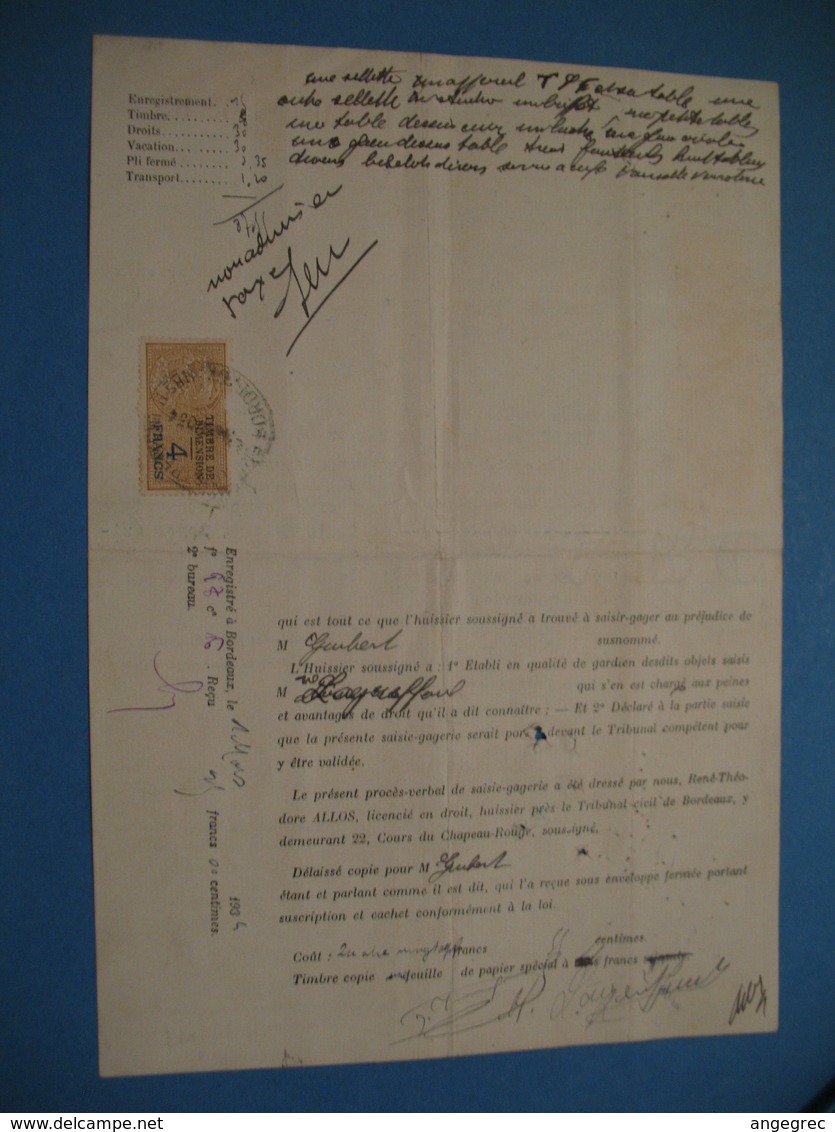 Document Fiscaux Perforé Perfin     RA 6  R. Allos  1934 - Autres & Non Classés