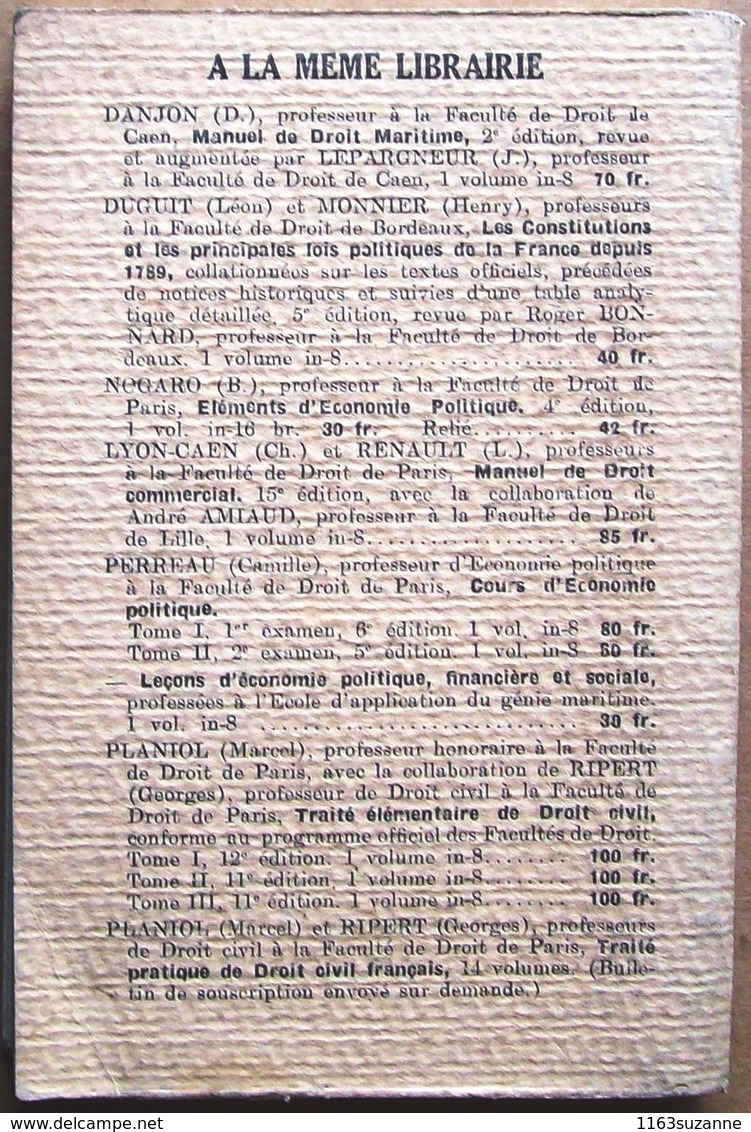 Jean Chaprat : LA COMPOSITION ECRITE - DROIT CIVIL 1re Année (Librairie Générale De Droit Et De Jurisprudence, 1939) - Right