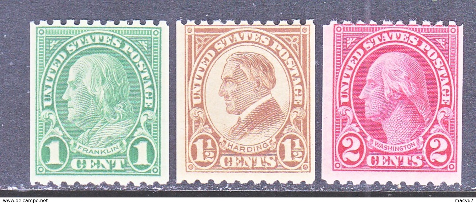 U.S.  604-6  Perf.  10      **     1923  Issue  COIL - Unused Stamps