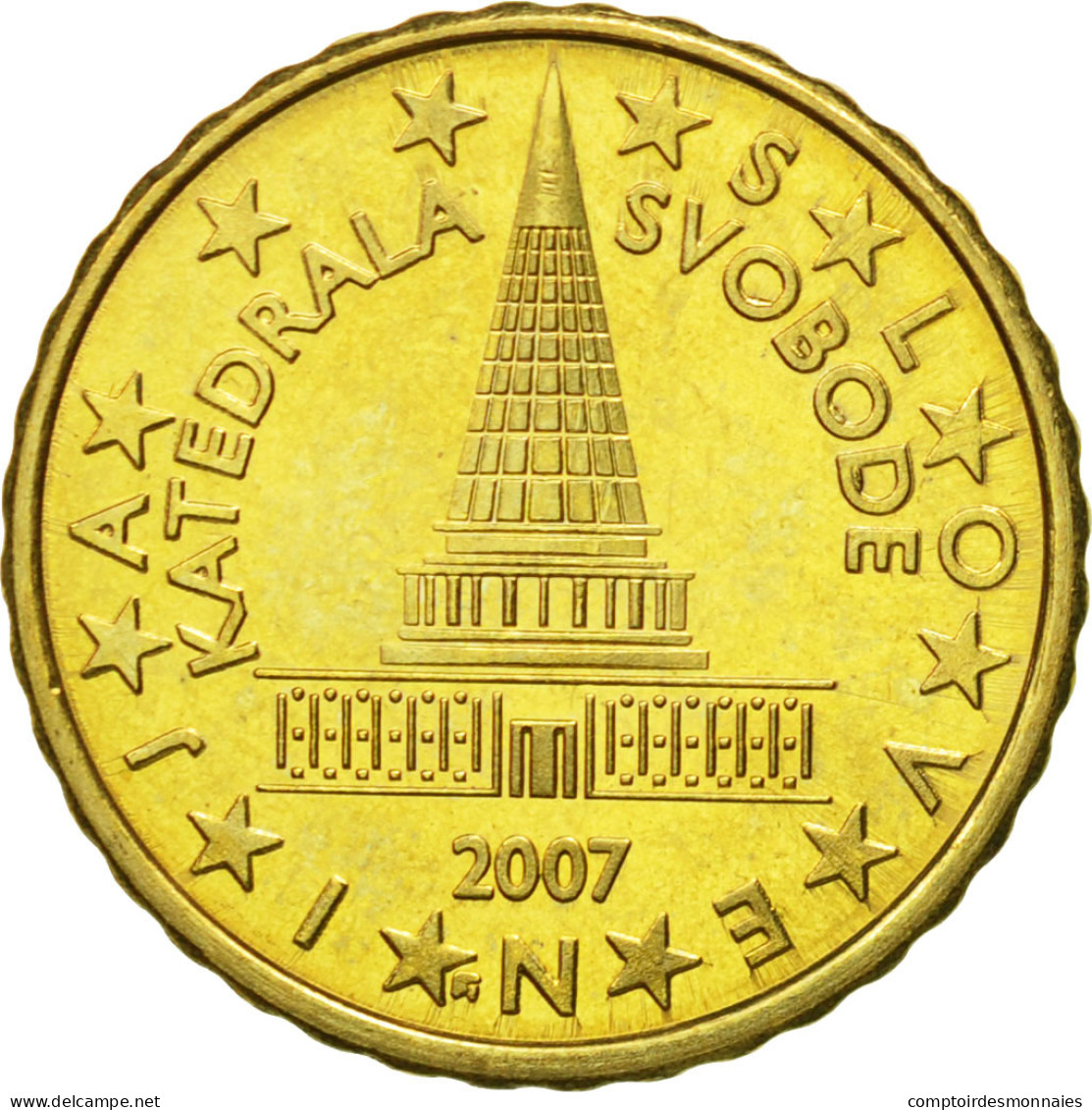 Slovénie, 10 Euro Cent, 2007, SPL, Laiton, KM:71 - Slovénie