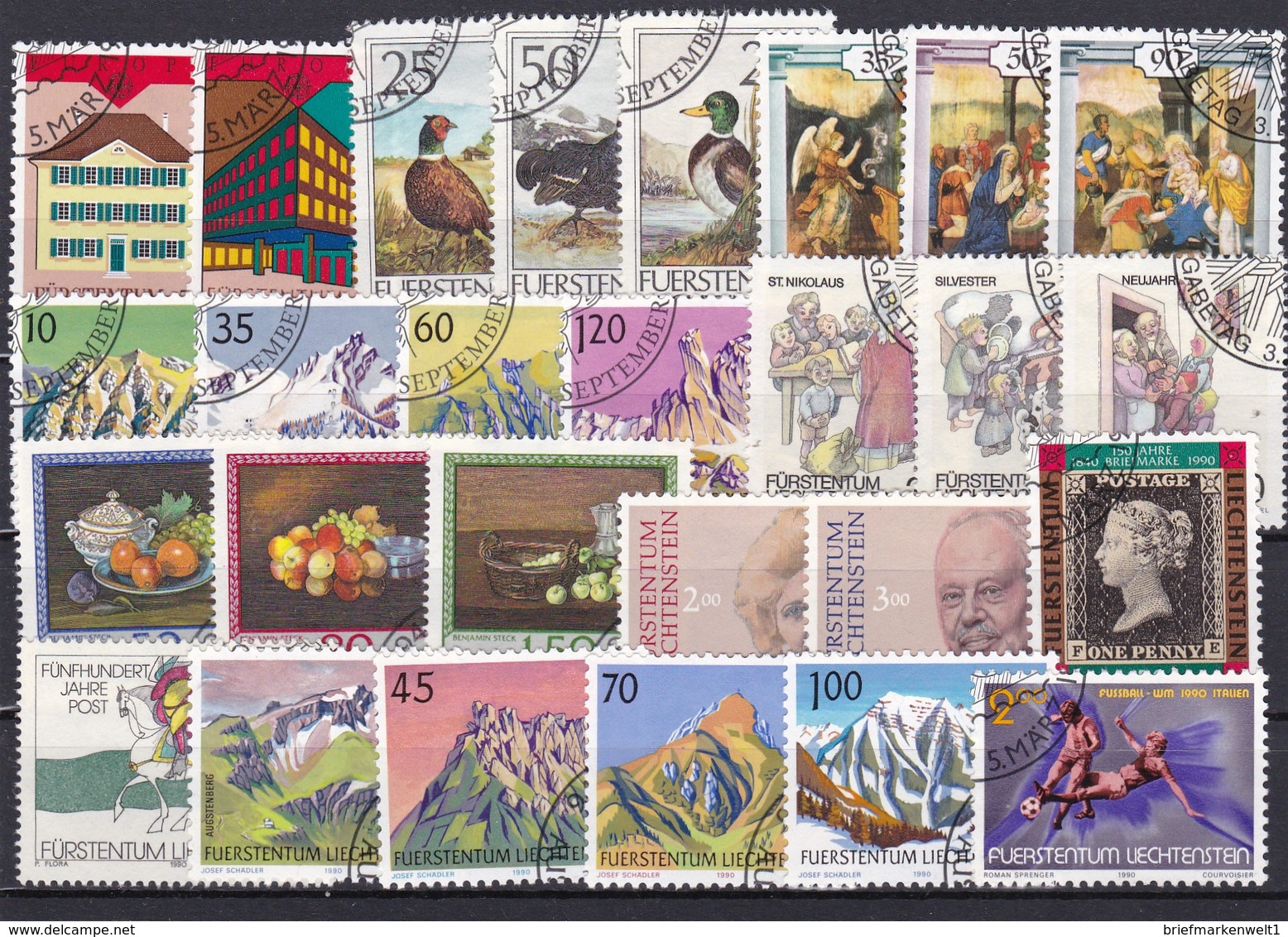 Liechtenstein, Kpl. Jahrgang 1990, Gest. (T 7905) - Años Completos
