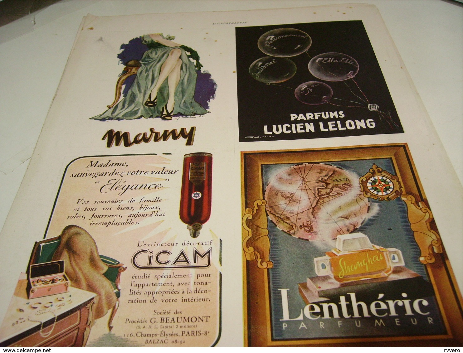 ANCIENNE PUBLICITE MARNY - LELONG - CICAM - LENTHERIC  1943 - Altri & Non Classificati