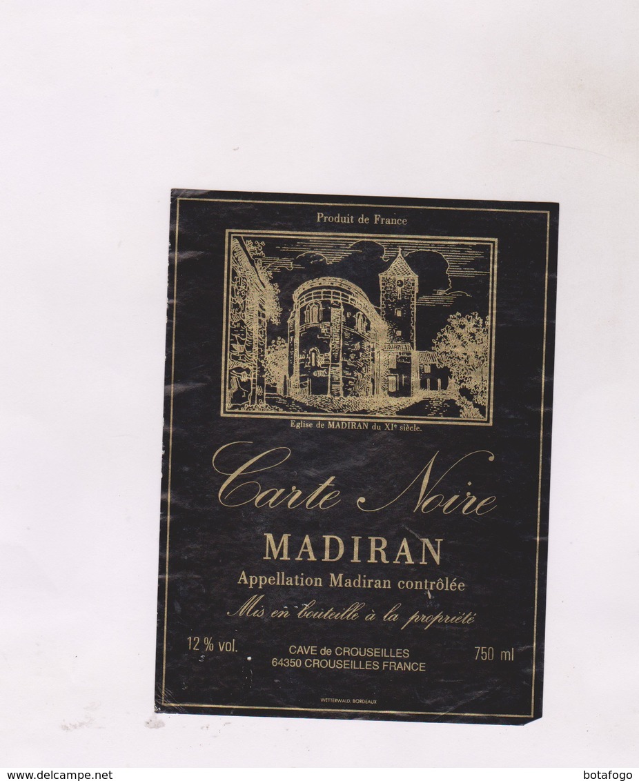 ETIQUETTE DE VIN MADIRAN CARTE NOIRE - Madiran