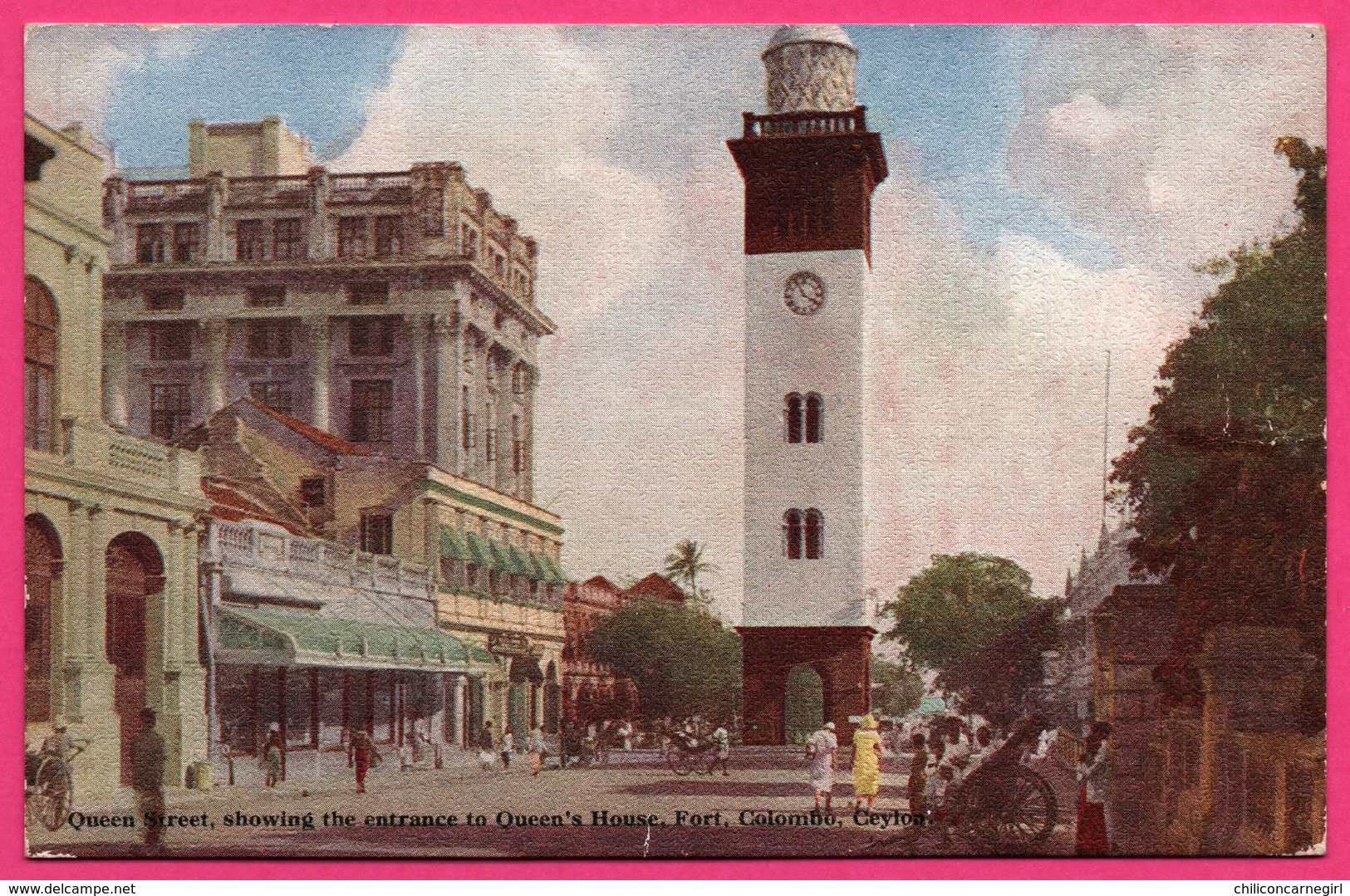 Colombo - Queen Street Showing The Entrance To Queen's House Fort - Pousse Pousse - Animée - PLATE Ltd N° 76 - Colorisée - Sri Lanka (Ceylon)