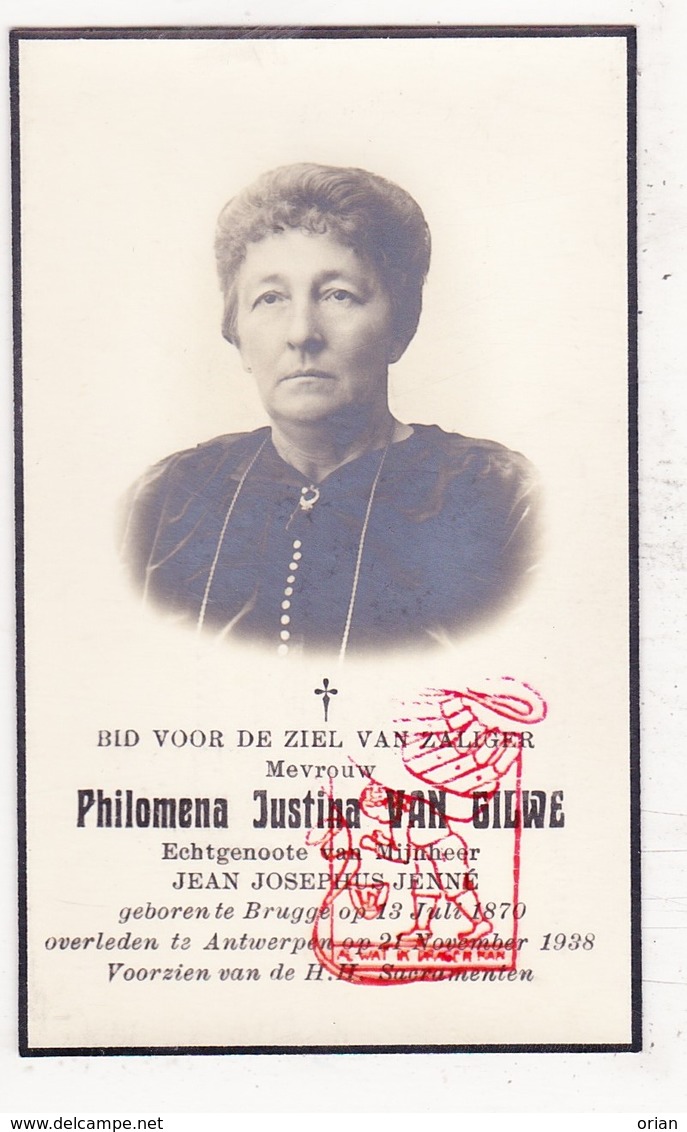 DP Foto - Philomena J. Van Gilwe ° Brugge 1870 † Antwerpen 1938 X J. J. Jenné / De Haeck Barrie Mampaey Dirven - Images Religieuses