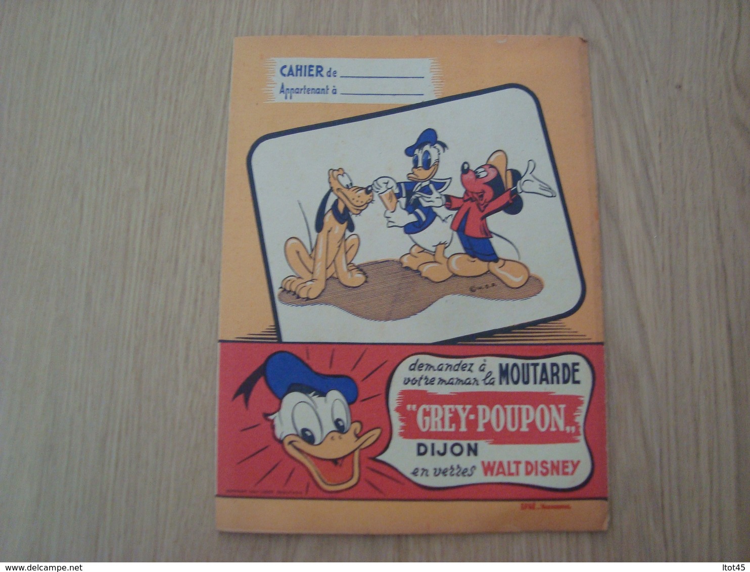 PROTEGE-CAHIER MOUTARDE GREY-POUPON WALT DISNEY PLUTO DONALD MICKEY - Moutardes