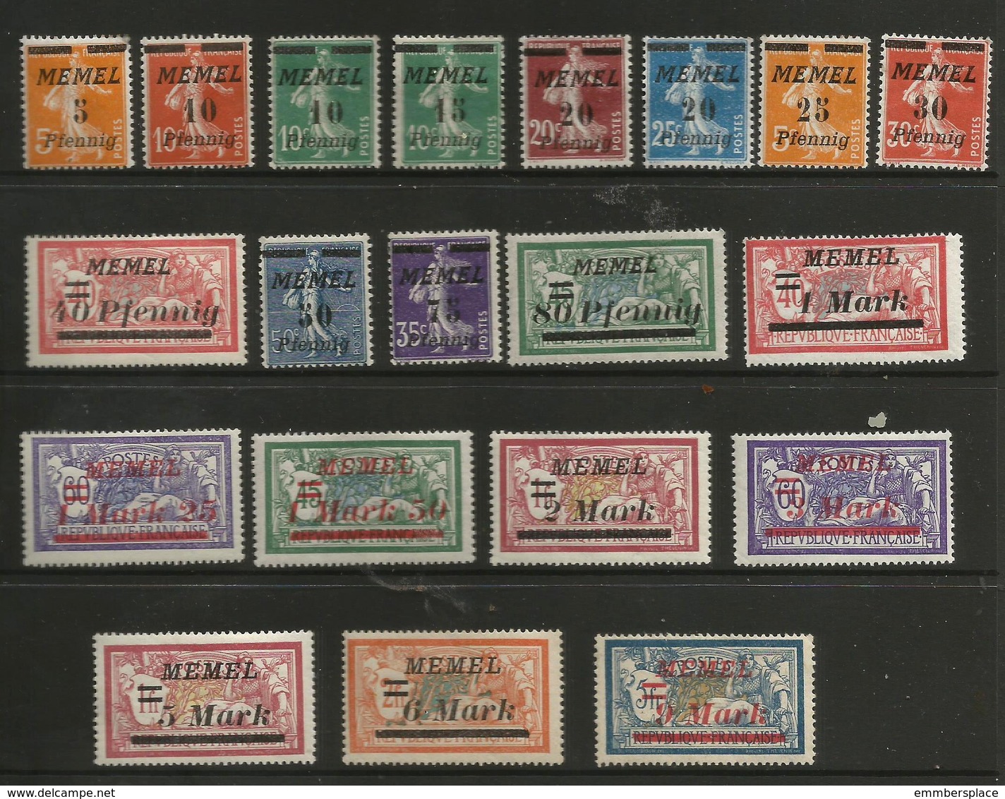 Memel (Klaipeda) - 1922 Sower/Merson Surcharges (January 1922 Issue)    Mi 52 Up  Sc 50 Up - Unused Stamps