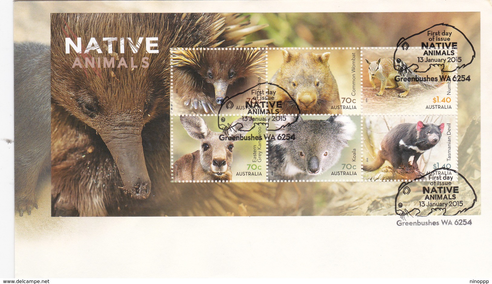 Australia 2015 Native Animals Souvenir Sheet FDC, - FDC