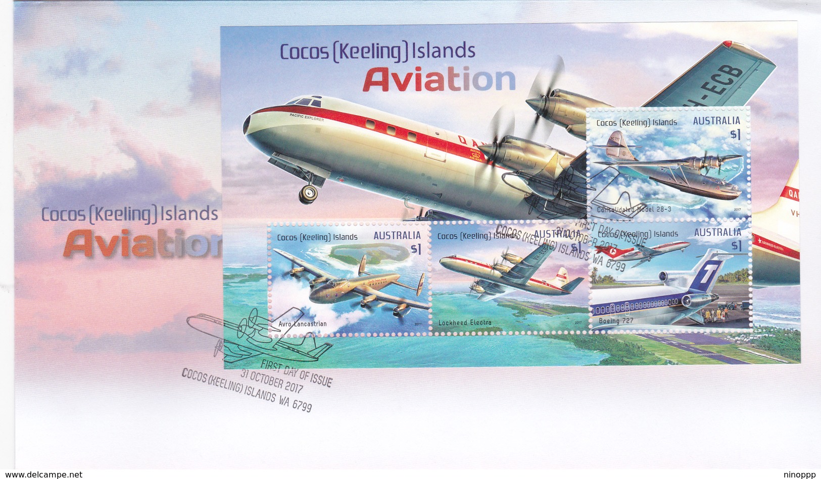 Cocos (Keeling) Islands 2017 Aviation Souvenir Sheet FDC - Cocos (Keeling) Islands