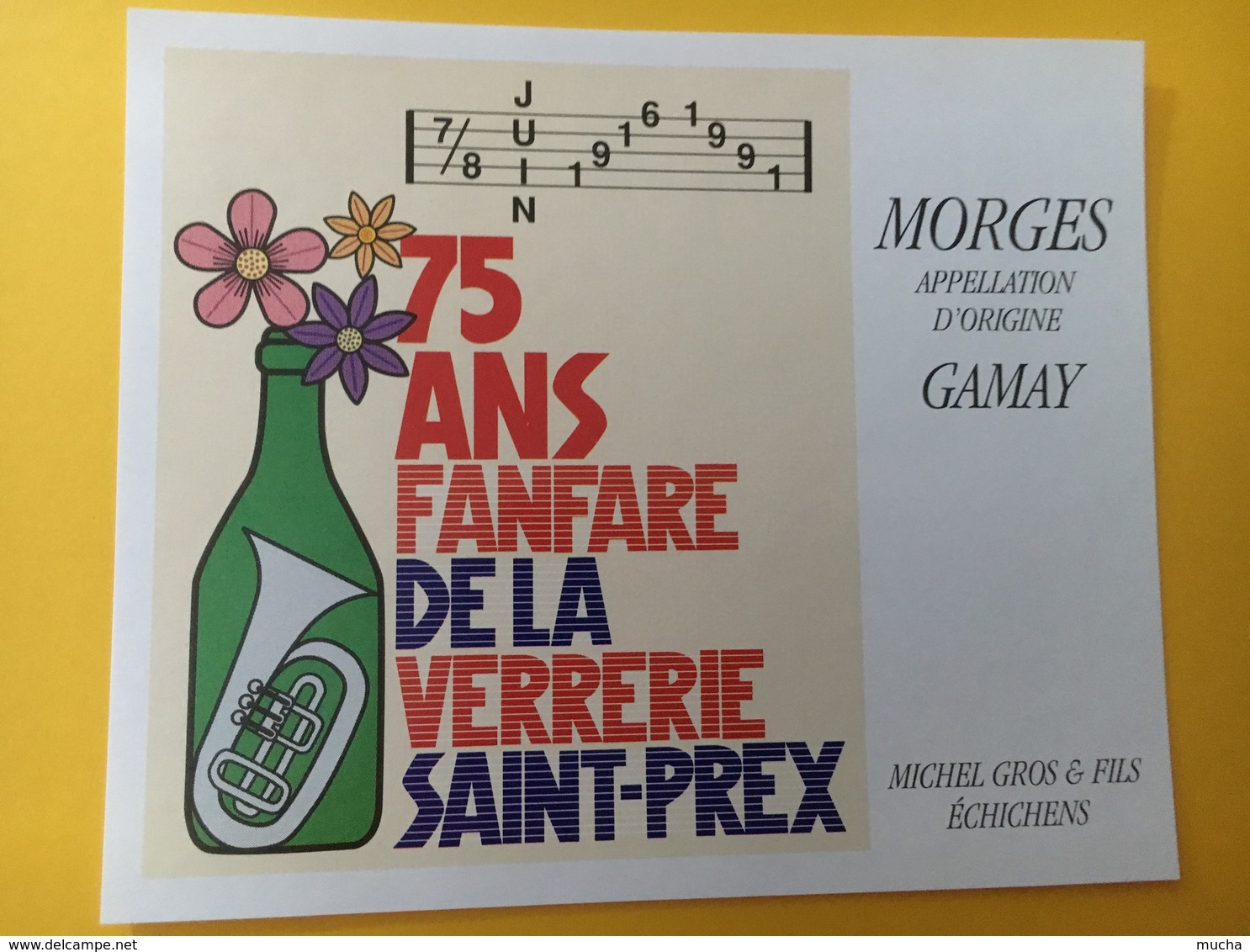 8738 - 75 Ans Fanfare De La Verrerie Saint-Prex 1916-1991 Suisse 2 étiquettes - Musique