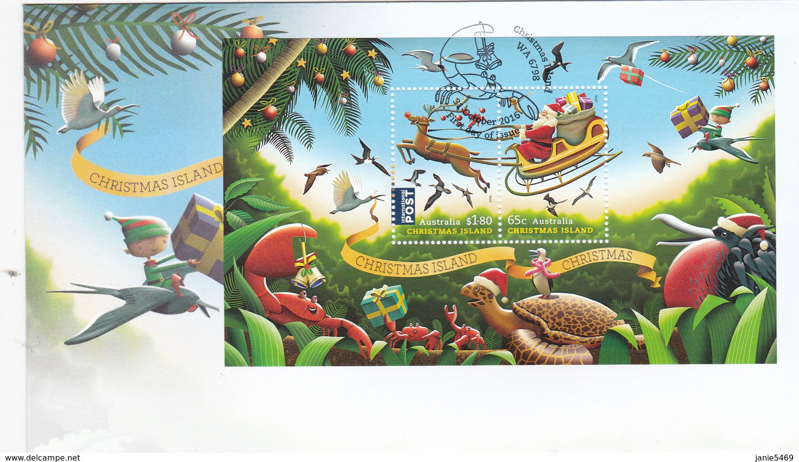 Christmas Island 2016 Christmas Souvenir Sheet FDC - Christmas Island