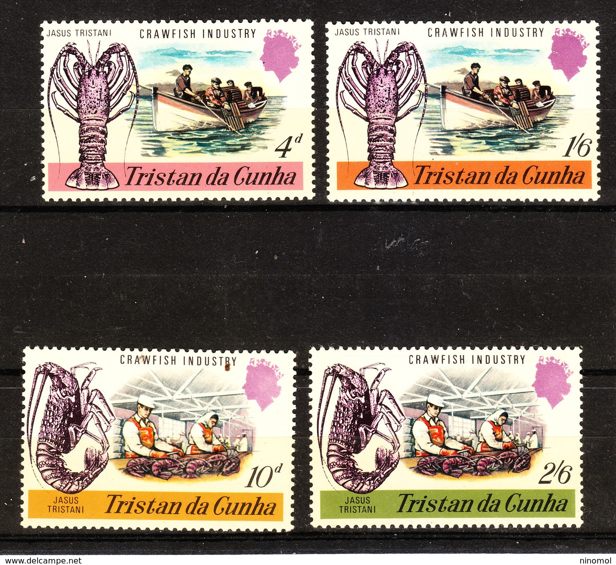 Tristan Da Cunha  - 1970. Pesca Delle Aragoste. Crawfish And Industry. Complete  MNH Set - Food