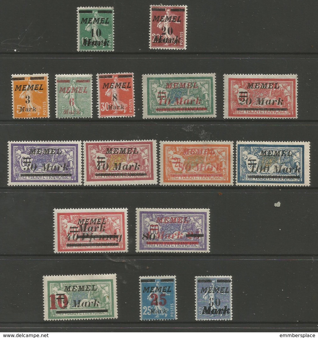 Memel (Klaipeda) - 1922 Sower/Merson Surcharges (October 1922 - January 1923 Issues) - Unused Stamps
