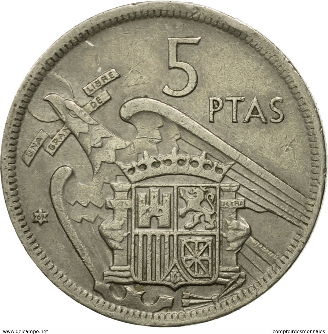 Monnaie, Espagne, Caudillo And Regent, 5 Pesetas, 1957, TB, Copper-nickel - 5 Pesetas