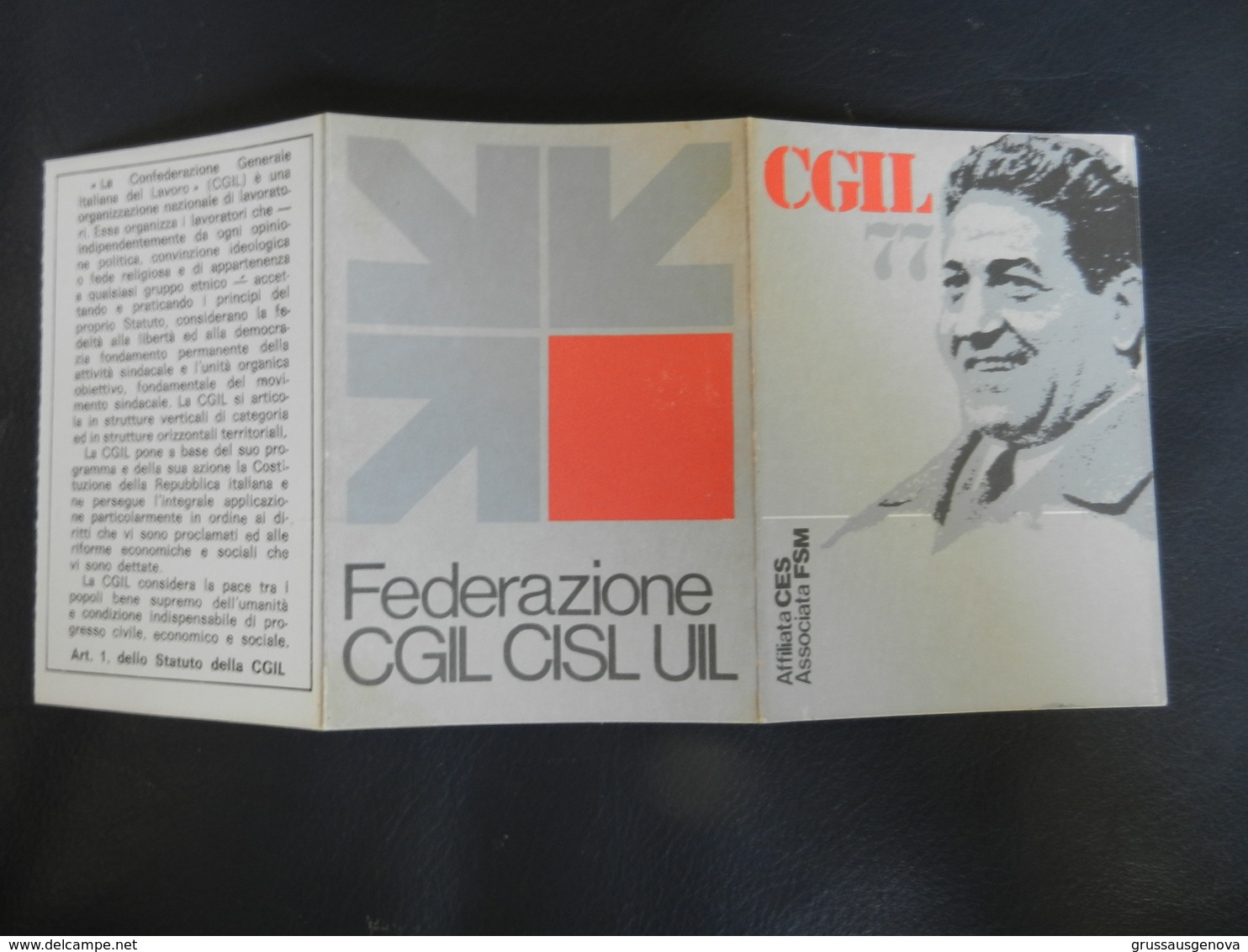 7b) TESSERA CGIL 1977 - Documenti Storici