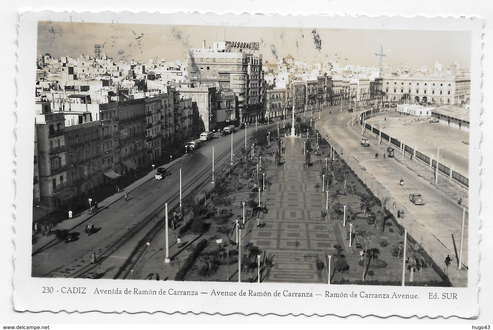 (RECTO / VERSO) CADIZ - N° 230 - AVENIDA DE RAMON DE CARRANZA - FORMAT CPA VOYAGEE - Cádiz