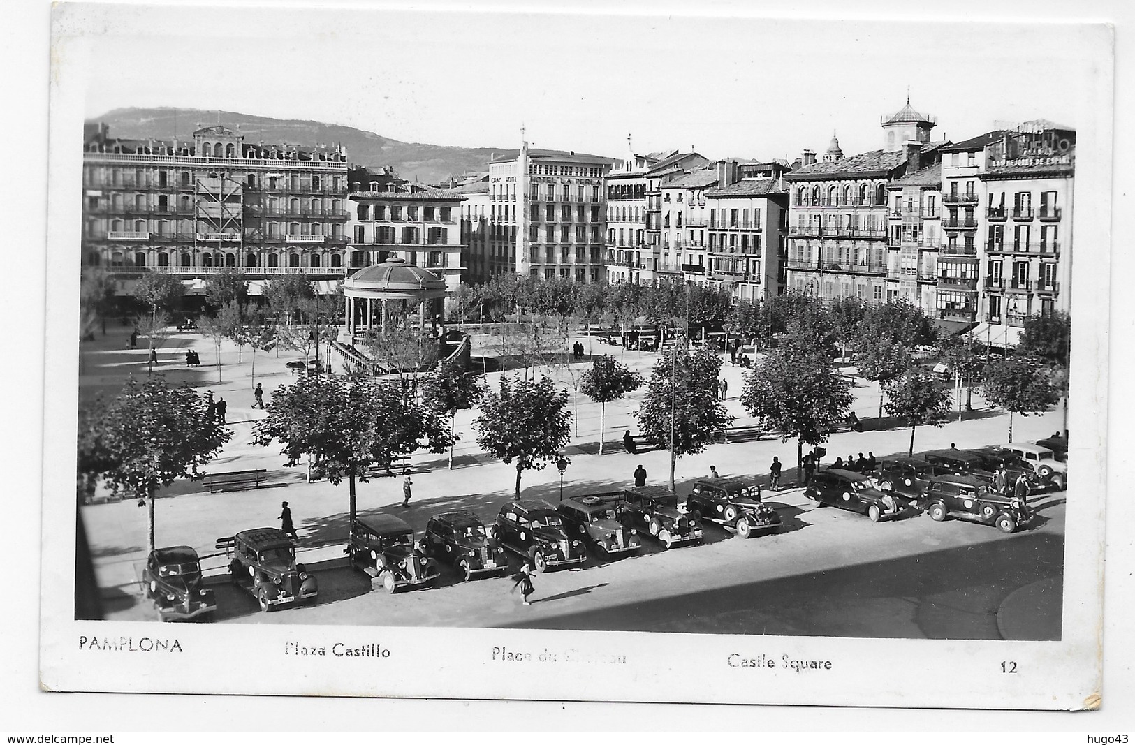 (RECTO / VERSO) PAMPLONA - N° 12 - PLAZA DEL CASTILLO AVEC KIOSQUE - FORMAT CPA VOYAGEE - Navarra (Pamplona)