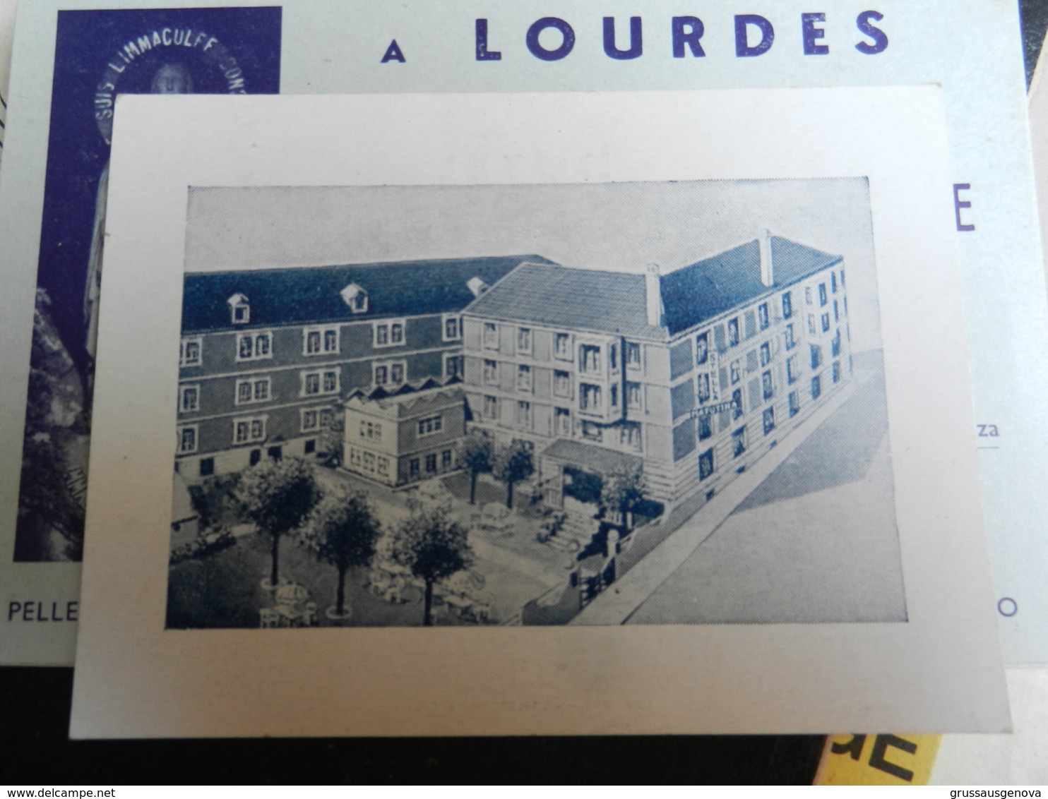 7b) BIGLIETTO FORMATO VISITA LOURDES HOTEL STELLA MATTUTINA RUE MASSAIBIELLE AVENUE PEYRAMALE 10 X 7 Cm - Etiquettes D'hotels