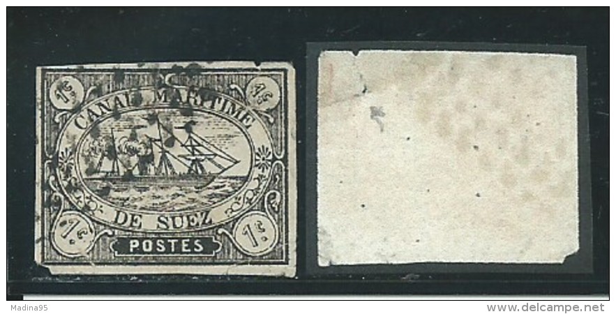 EGYPTE-CANAL DE SUEZ: Obl., N°1, Déchiré, Bel Aspect - 1866-1914 Khédivat D'Égypte