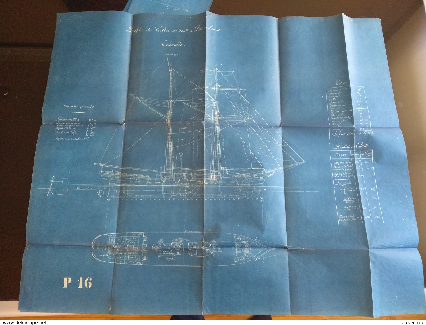 LOTE 3 PLANOS  PORT EN LOURD    Sailboat Blueprint Bateau Navire  Plans D'ensemble Planobarco - Otros Planes