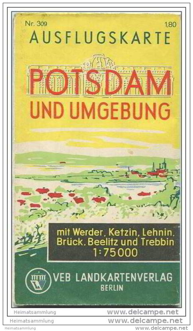 Potsdam Und Umgebung - Ausflugskarte 1:75000 - VEB Landkartenverlag Berlin - Brandenburg