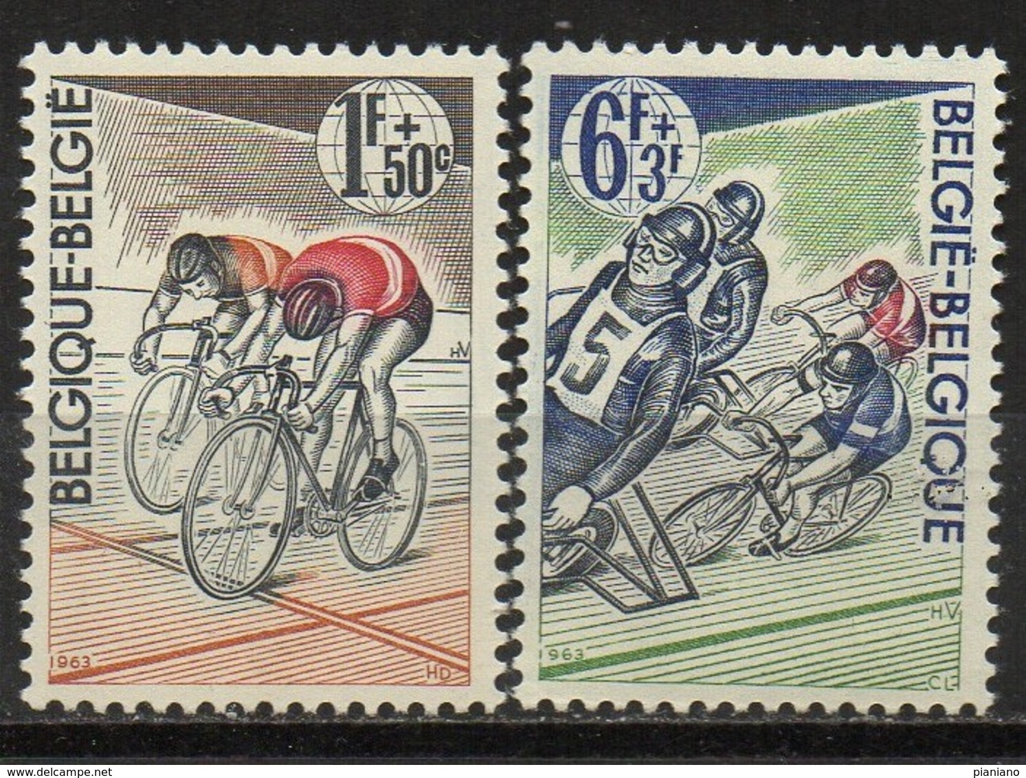 PIA  - BELGIO -  1963 : 80° Anniversario Della Lega Velocipedistica Belga   -   (Yv  1255-58) - Ciclismo