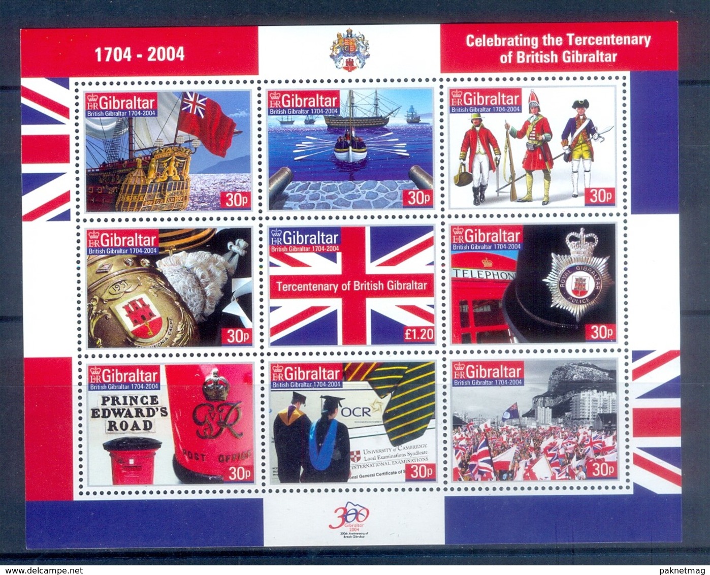 K30- GIBRALTAR 2004. 300th ANNIVERSARY OF GIBRALTAR BRITISH COLONY. - Gibraltar