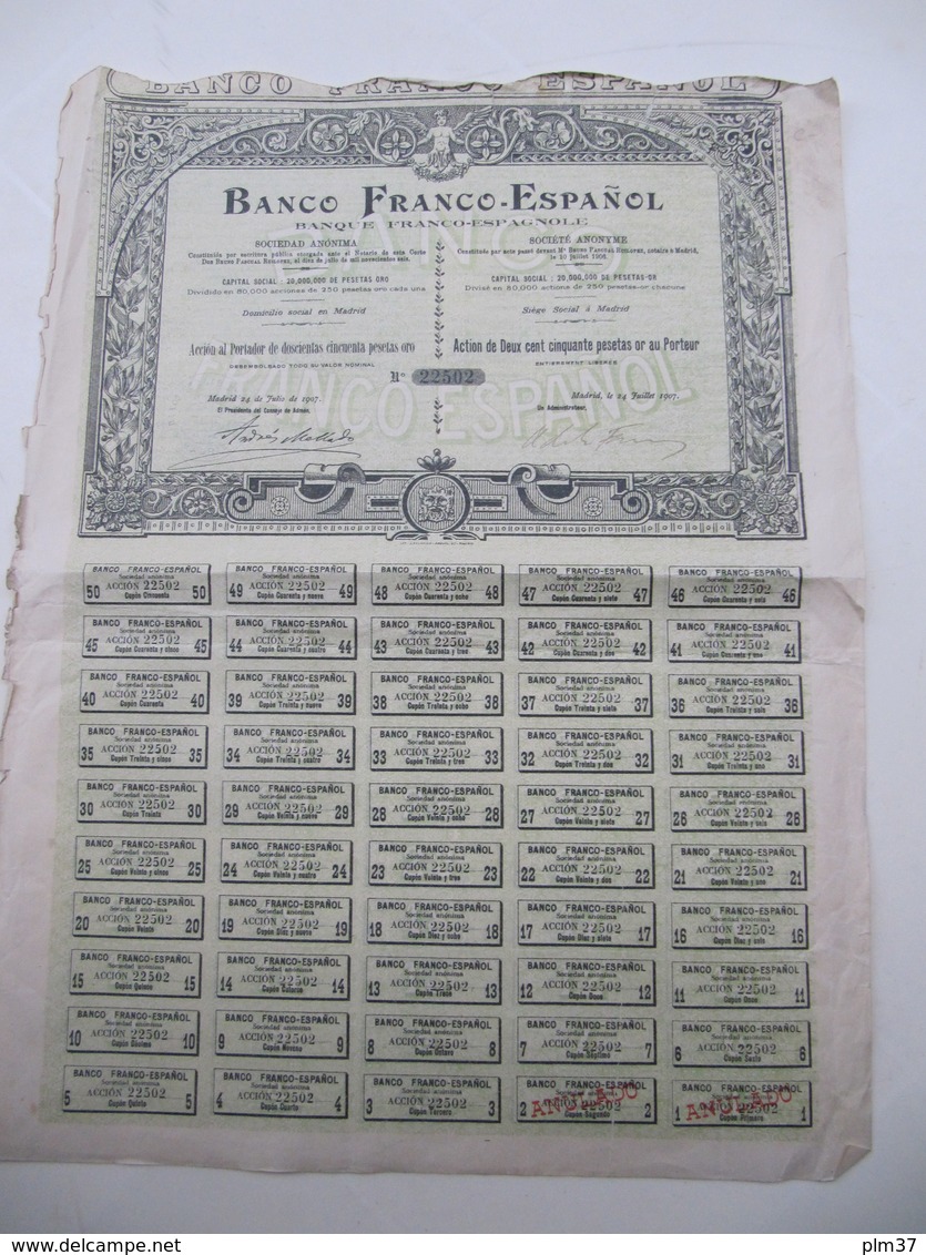 1 Action -  Banco Franco-Espanol - Madrid, 1907 - Banque & Assurance