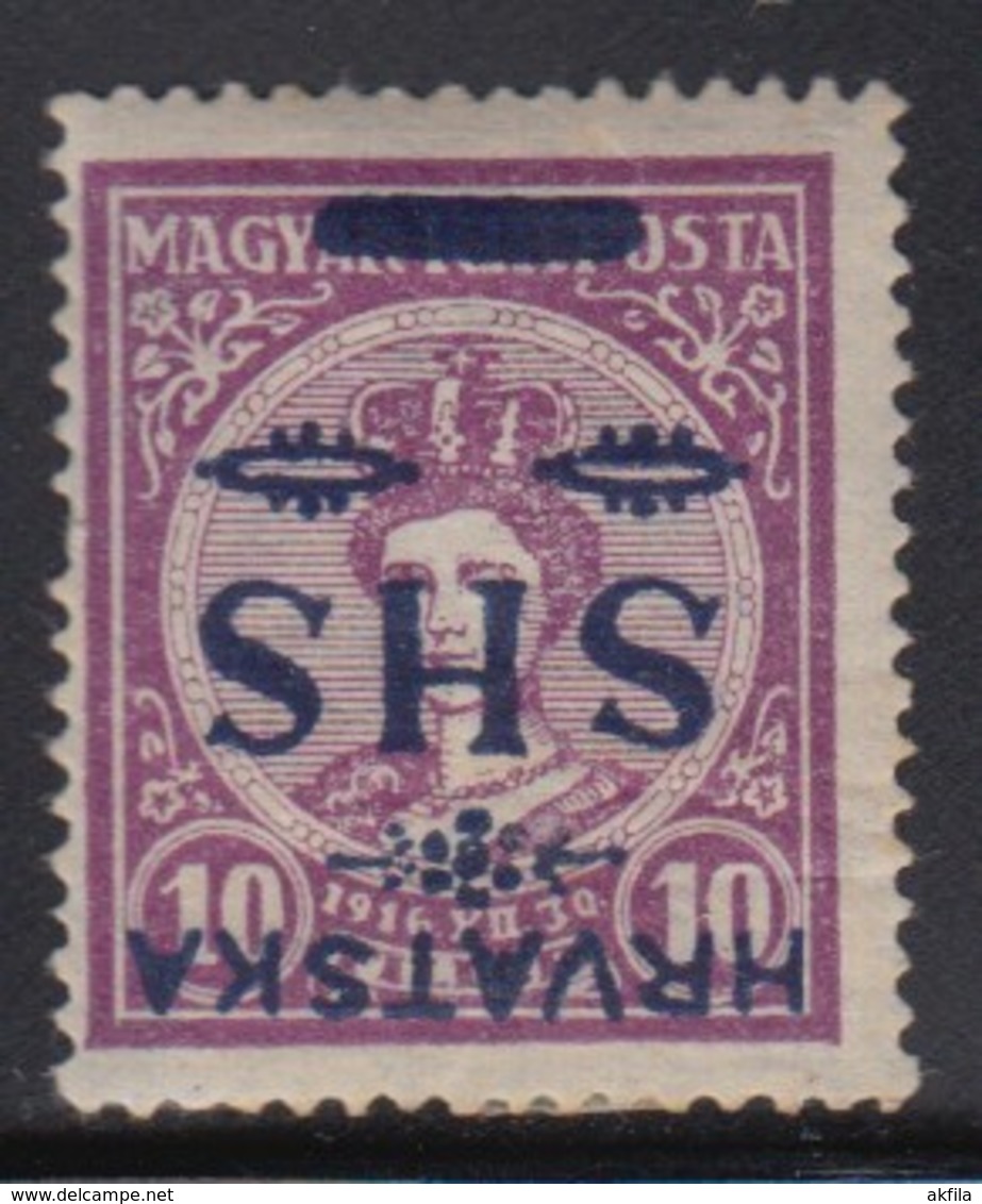 Yugoslavia - SHS - Issue For Croatia 1918 Definitive, Error - Reverse Overprint, MH (*) Michel 64 - Croatie