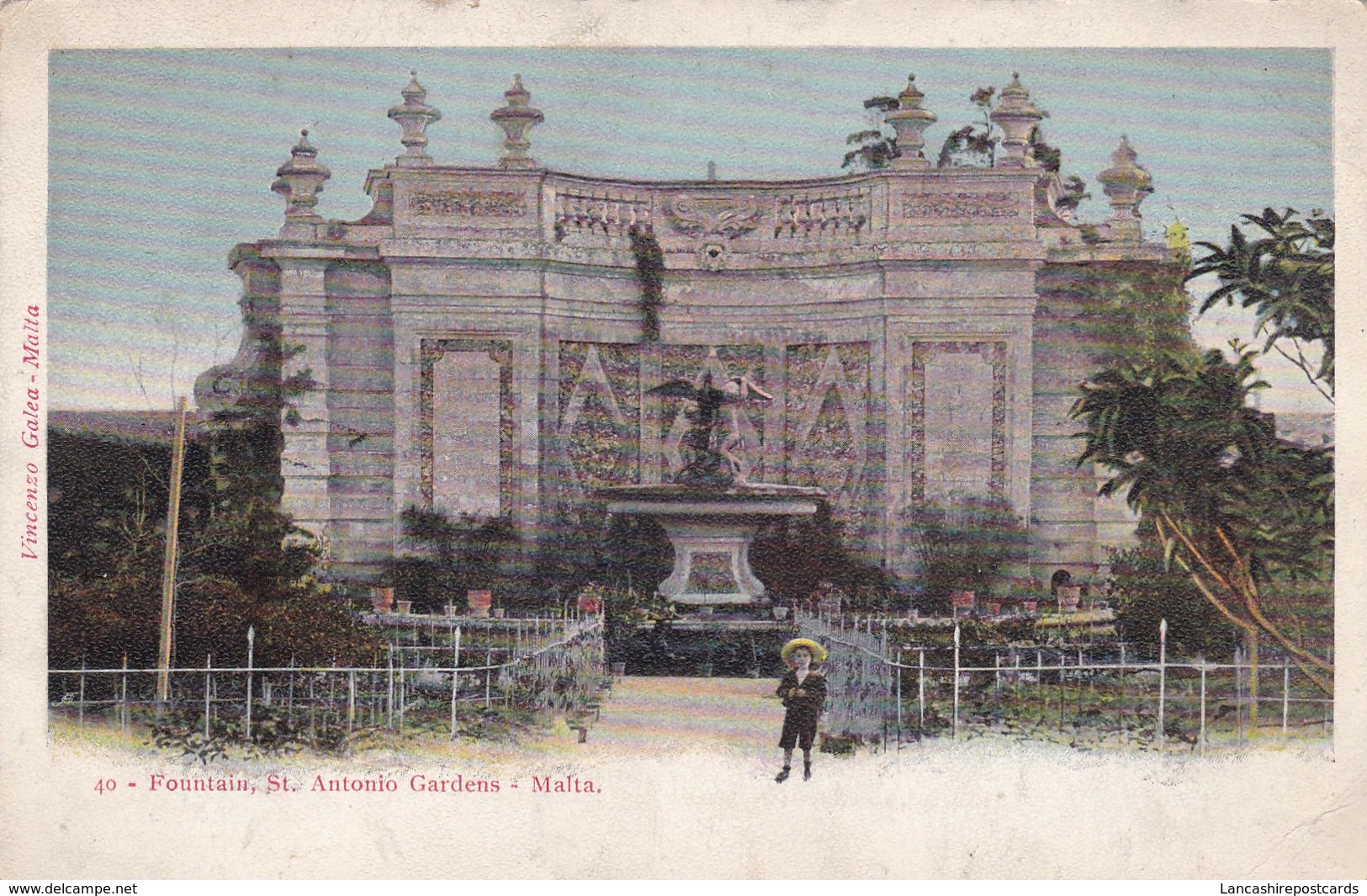 Postcard Fountain St Antonio Gardens Malta By Vincenzo Galea Of Malta Early Undivided Back My Ref  B12381 - Malta