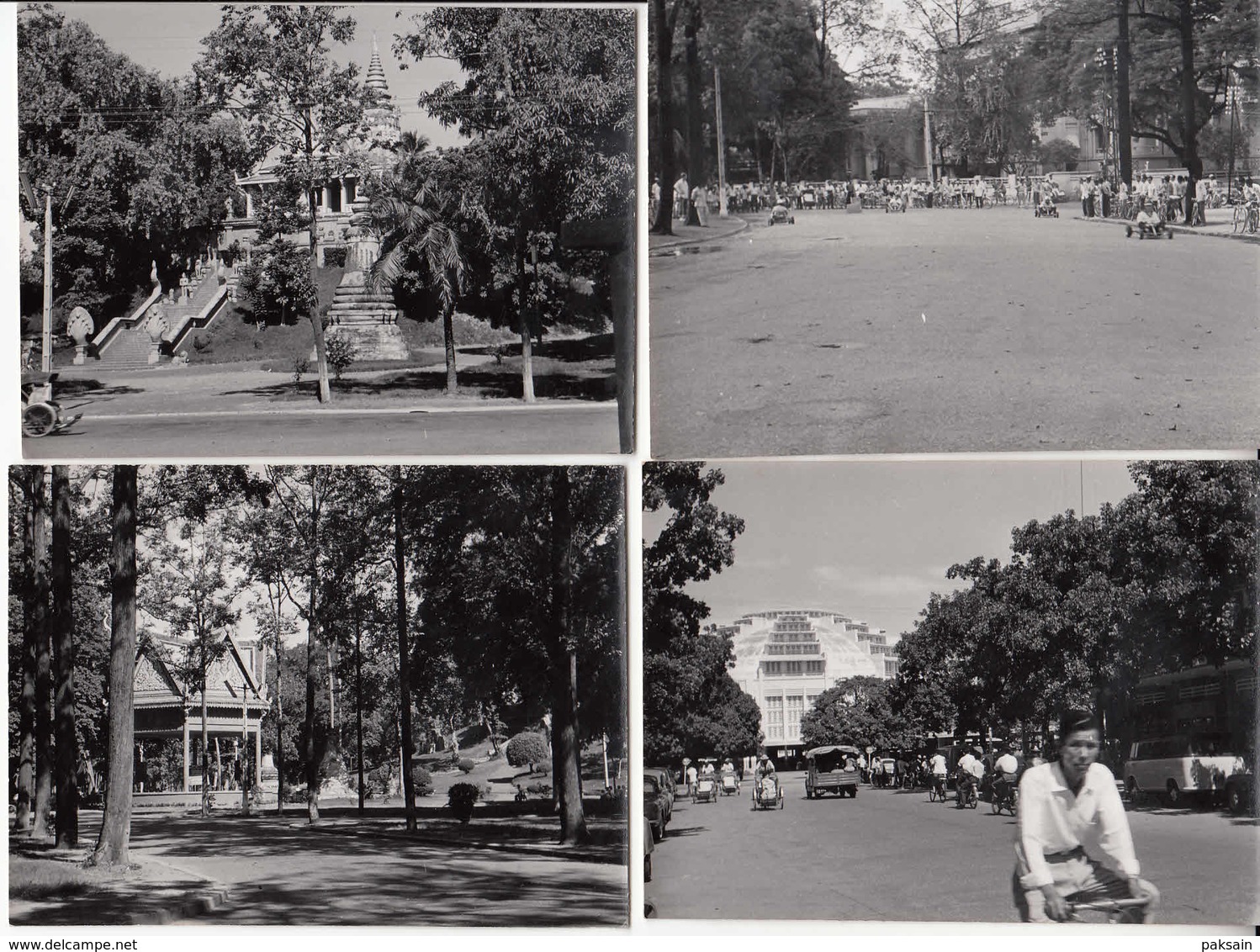 12 Photographies 1960 Phnom-Penh Course De Karting Monument Marché Rue Ohier Avec Voiture Citröen 2cv Indochine Cambodge - Cambodge