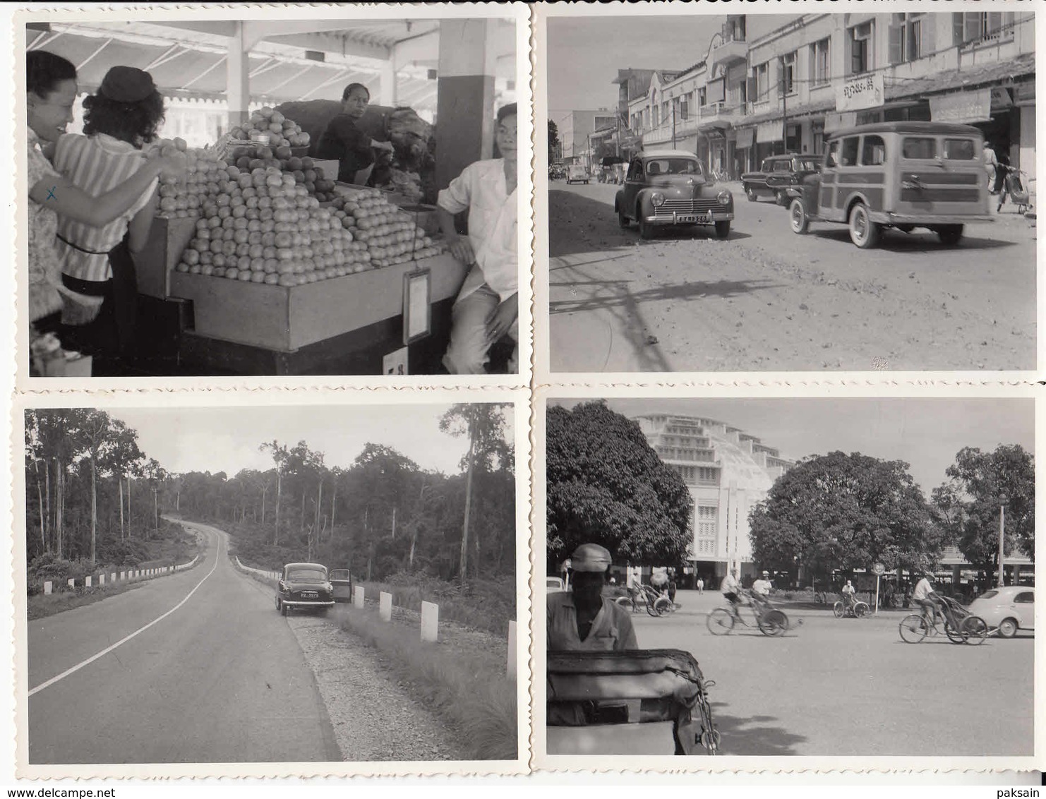 12 Photographies 1960 Phnom-Penh Course De Karting Monument Marché Rue Ohier Avec Voiture Citröen 2cv Indochine Cambodge - Cambodia
