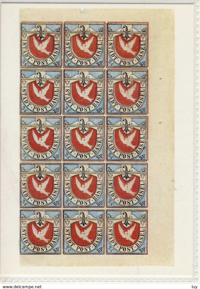 CP SUISSE Bloc De 15 ( Colombes De Bale ) 1845 - Timbres (représentations)