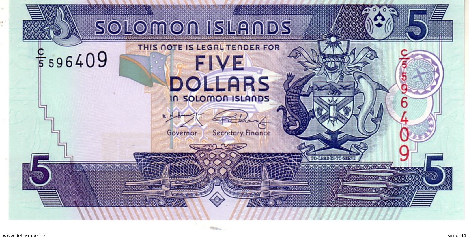 Solomon Islands P.26 5 Dollars 2008 Unc - Isola Salomon