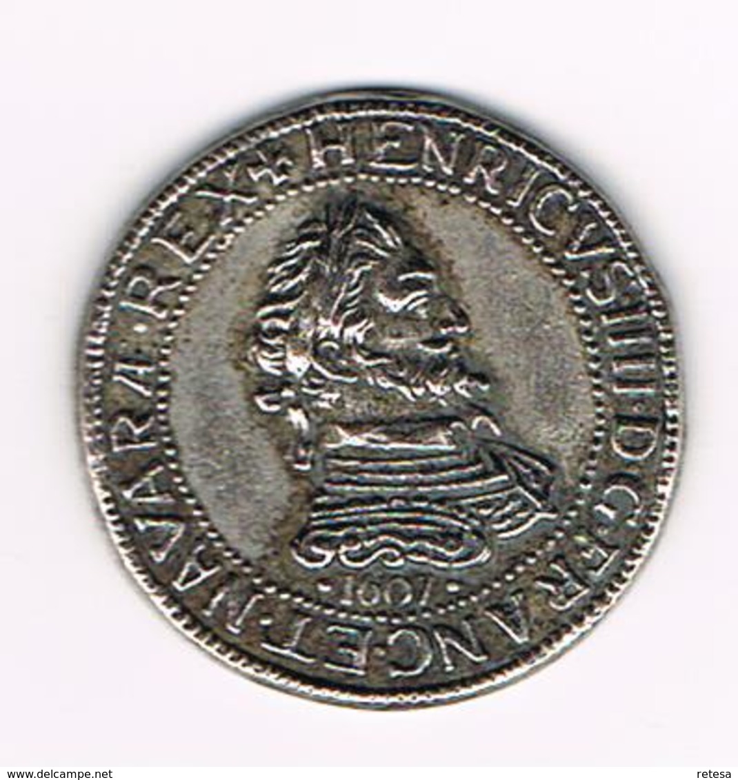 )  PENNING  COLLECTION - BP - HENRI IV  1/2 FRANC  1607 - Monedas Elongadas (elongated Coins)