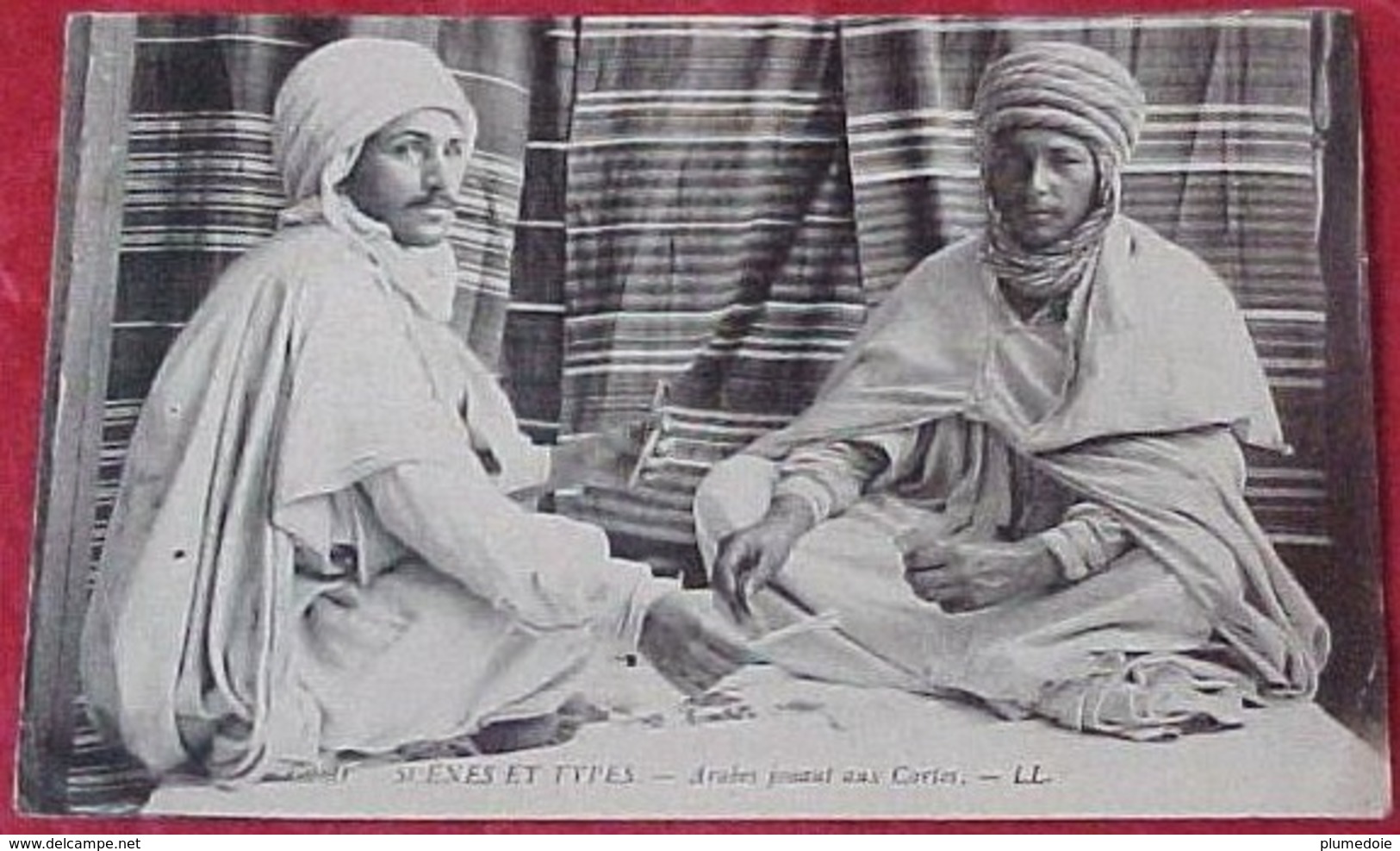 Rare Carte Publicitaire 1914,  F SENECLAUZE Viticulteur ORAN, ARABES JOUANT AUX CARTES OLD ADVERT.CARD WINE 'S SELLER - Spielkarten