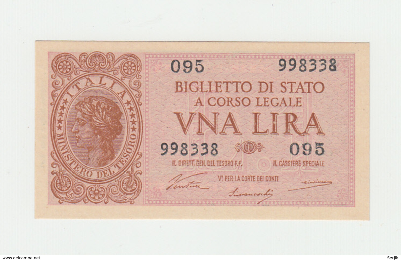 Italy 1 Lire 1944 UNC NEUF P 29a  29 A - Italia – 1 Lira