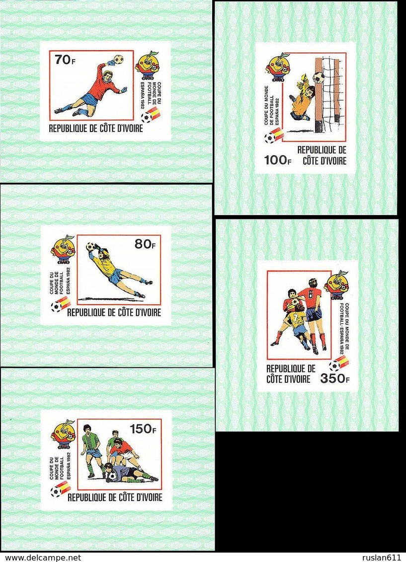 Soccer Football Cote D'Ivoire Ivory Coast Luxes 695/9 1982 World Cup Spain MNH ** - 1982 – Spain