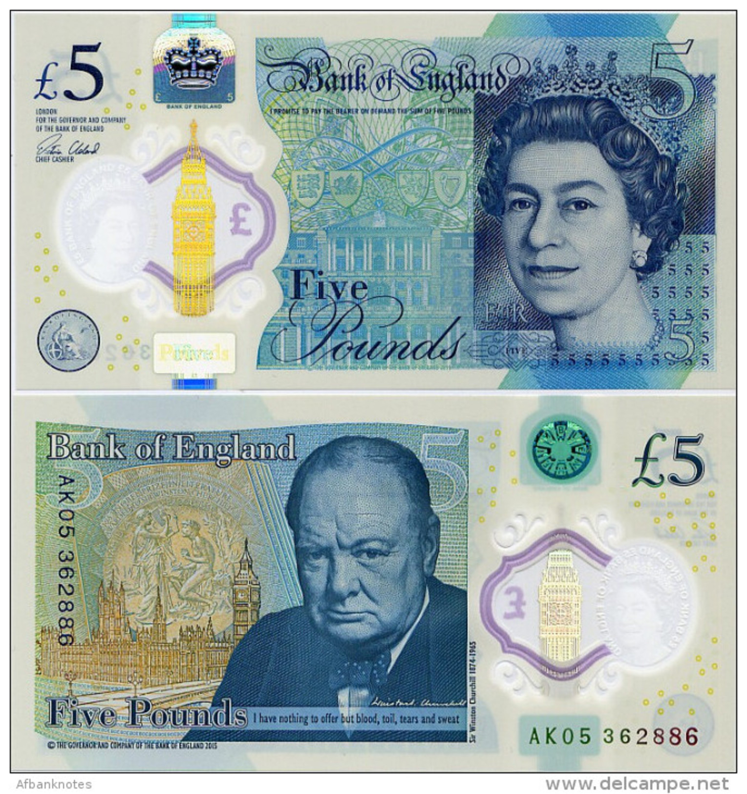 GREAT BRITAIN       5 Pounds       P-394       2015 (2016)       UNC - 5 Pounds