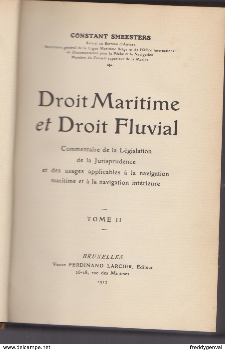 ANTWERPEN DROIT MARITIME ET FLUVIAL TOME  II - Other & Unclassified