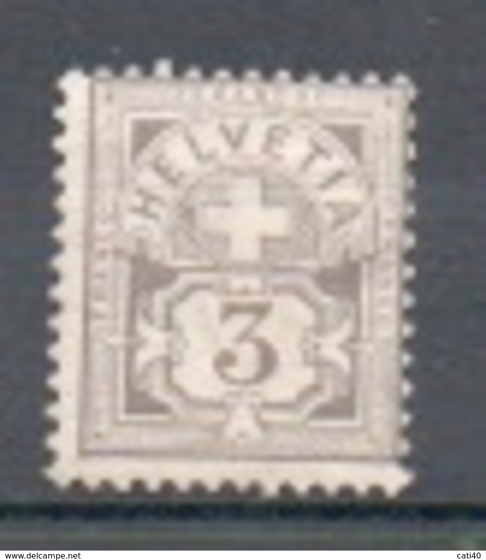 SVIZZERA  1882-99  3 C. Nuovo * - Unused Stamps