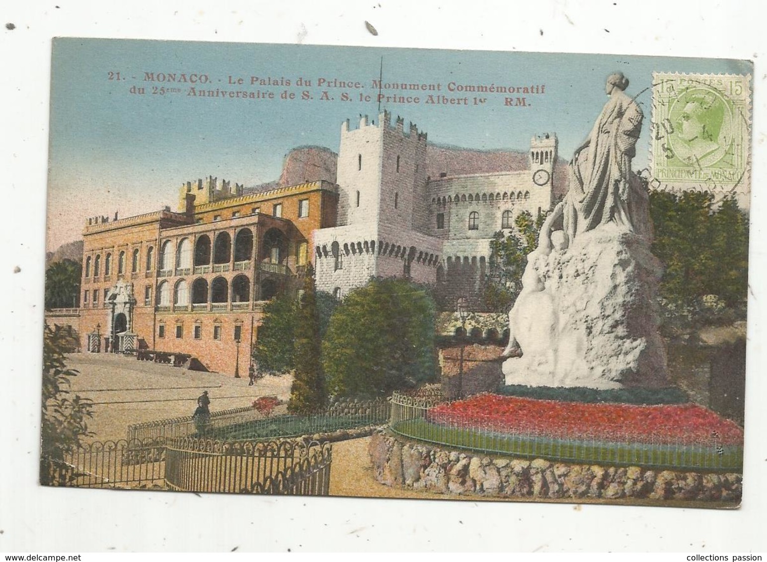 Timbre , Sur Carte Postale ,1931 , MONACO ,PRINCIPAUTE , Le Palais, 3 Scans - Storia Postale